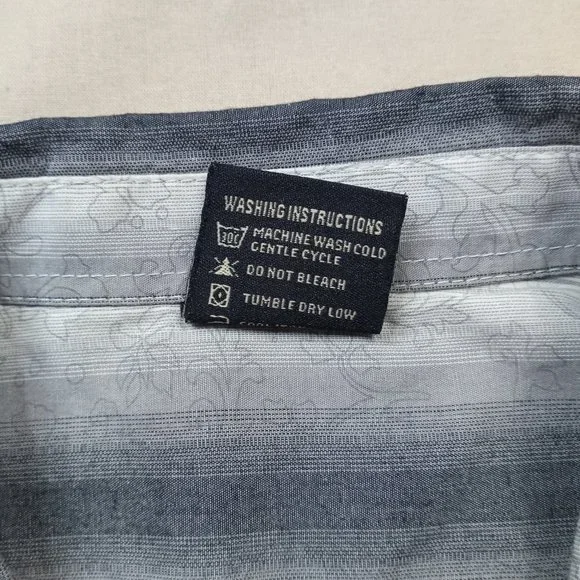 Irreverent Mens Casual Button Down Shirt Size L Gray Striped Cotton Barrel Cuff - Picture 7 of 8